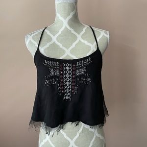 Crop American Eagle black beaded neck detail